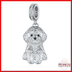 Sterling Silver Dog Charm Bracelet Gift for Women 11x16mm